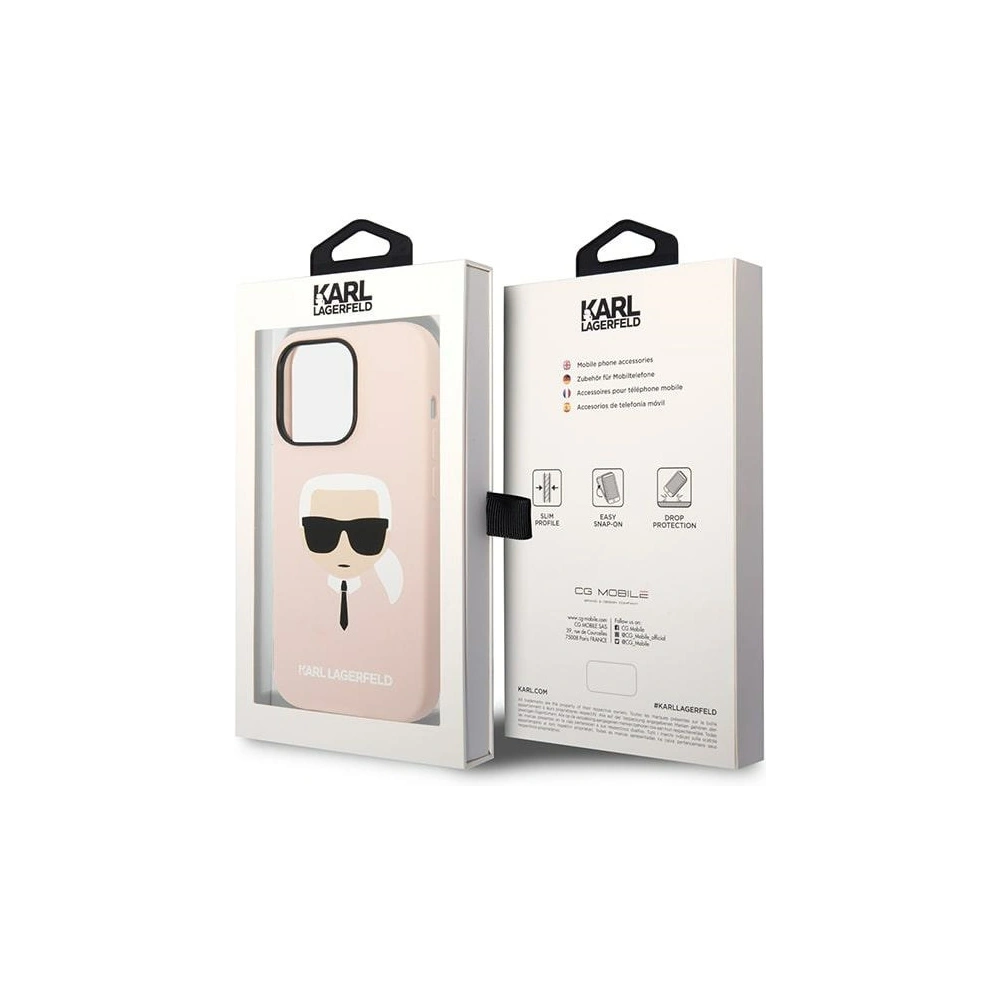Wholesale Karl Lagerfeld KLHMP14LSLKHLP Apple iPhone 14 Pro hardcase light pink Silicone Karl`s Head Magsafe - KLD1158 - {ean13} - Hurt