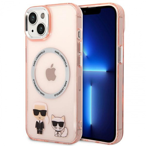 Karl Lagerfeld Distributor - 3666339087333 - KLD1159 - Karl Lagerfeld KLHMP14MHKCP Apple iPhone 14 Plus / 15 Plus hardcase pink Karl & Choupette Aluminium Magsafe - B2B homescreen