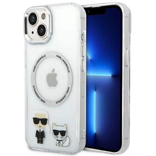 Karl Lagerfeld Distributor - 3666339077761 - KLD1160 - Karl Lagerfeld KLHMP14MHKCT Apple iPhone 14 Plus / 15 Plus hardcase transparent Karl & Choupette Aluminium Magsafe - B2B homescreen