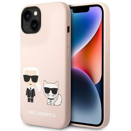 Karl Lagerfeld Distributor - 3666339078126 - KLD1161 - Karl Lagerfeld KLHMP14MSSKCI Apple iPhone 14 Plus / 15 Plus hardcase light pink Silicone Karl & Choupette Magsafe - B2B homescreen