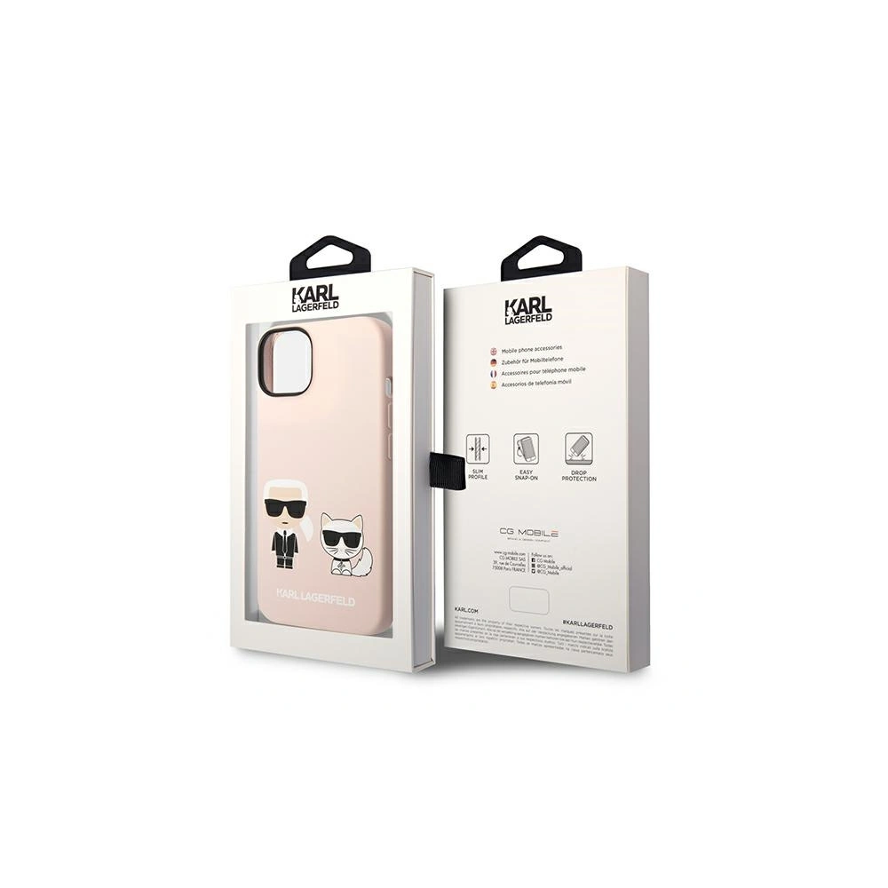 Hurtownia GSM - Etui Karl Lagerfeld KLHMP14MSSKCI Apple iPhone 14 Plus / 15 Plus hardcase roz cu lumină/pink deschis Silicone Karl & Choupette Magsafe - KLD1161 - {ean13} - Hurt