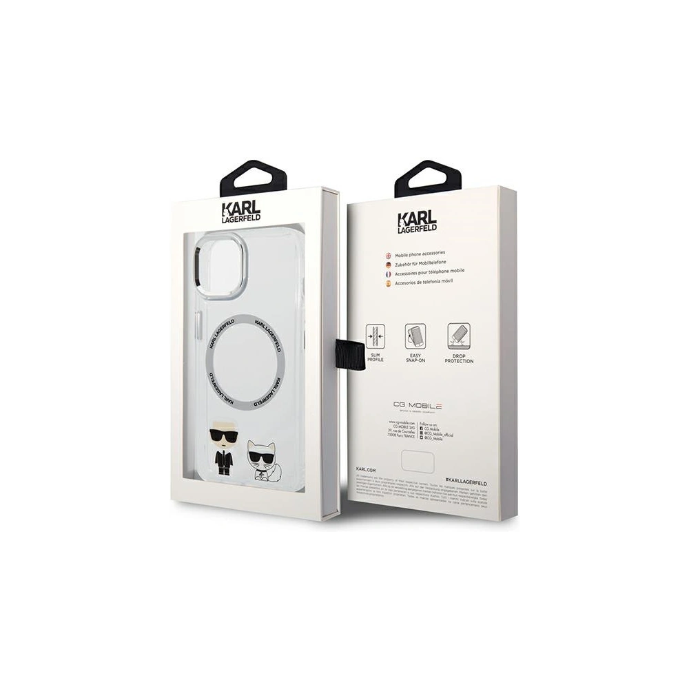 Wholesale Karl Lagerfeld KLHMP14SHKCT Apple iPhone 14 hardcase transparent Karl & Choupette Aluminium Magsafe - KLD1163 - {ean13} - Hurt
