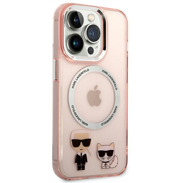 Kryt Karl Lagerfeld KLHMP14XHKCP Apple iPhone 14 Pro Max hardcase pink Karl & Choupette Aluminium Magsafe