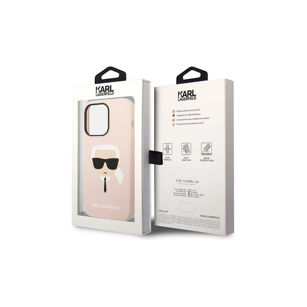 Wholesale Karl Lagerfeld KLHMP14XSLKHLP Apple iPhone 14 Pro Max hardcase light pink Silicone Karl`s Head Magsafe - KLD1166 - {ean13} - Hurt