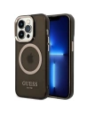 Guess GUHMP14XHTCMK Apple iPhone 14 Pro Max black hard case Gold Outline Translucent MagSafe
