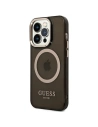 Wholesale Guess GUHMP14XHTCMK Apple iPhone 14 Pro Max black hard case Gold Outline Translucent MagSafe - GUE2154 - {ean13} - Hurt