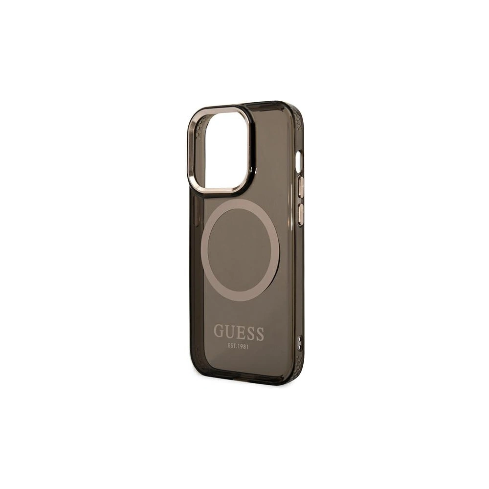 Wholesale Guess GUHMP14XHTCMK Apple iPhone 14 Pro Max black hard case Gold Outline Translucent MagSafe - GUE2154 - {ean13} - Hurt