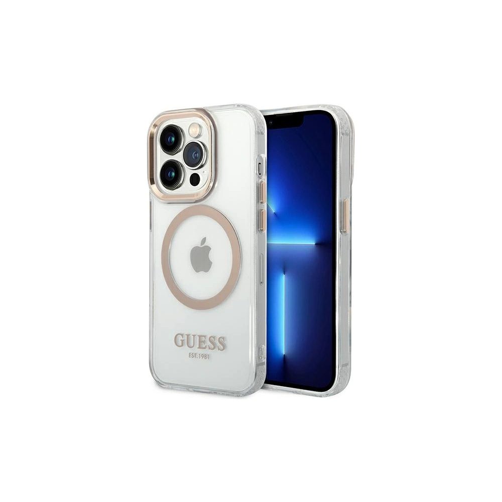 Hurtownia GSM - Etui Guess GUHMP14XHTRMD Apple iPhone 14 Pro Max zlatý/gold hard case Metal Outline Magsafe - GUE2155 - {ean13} - Hurt