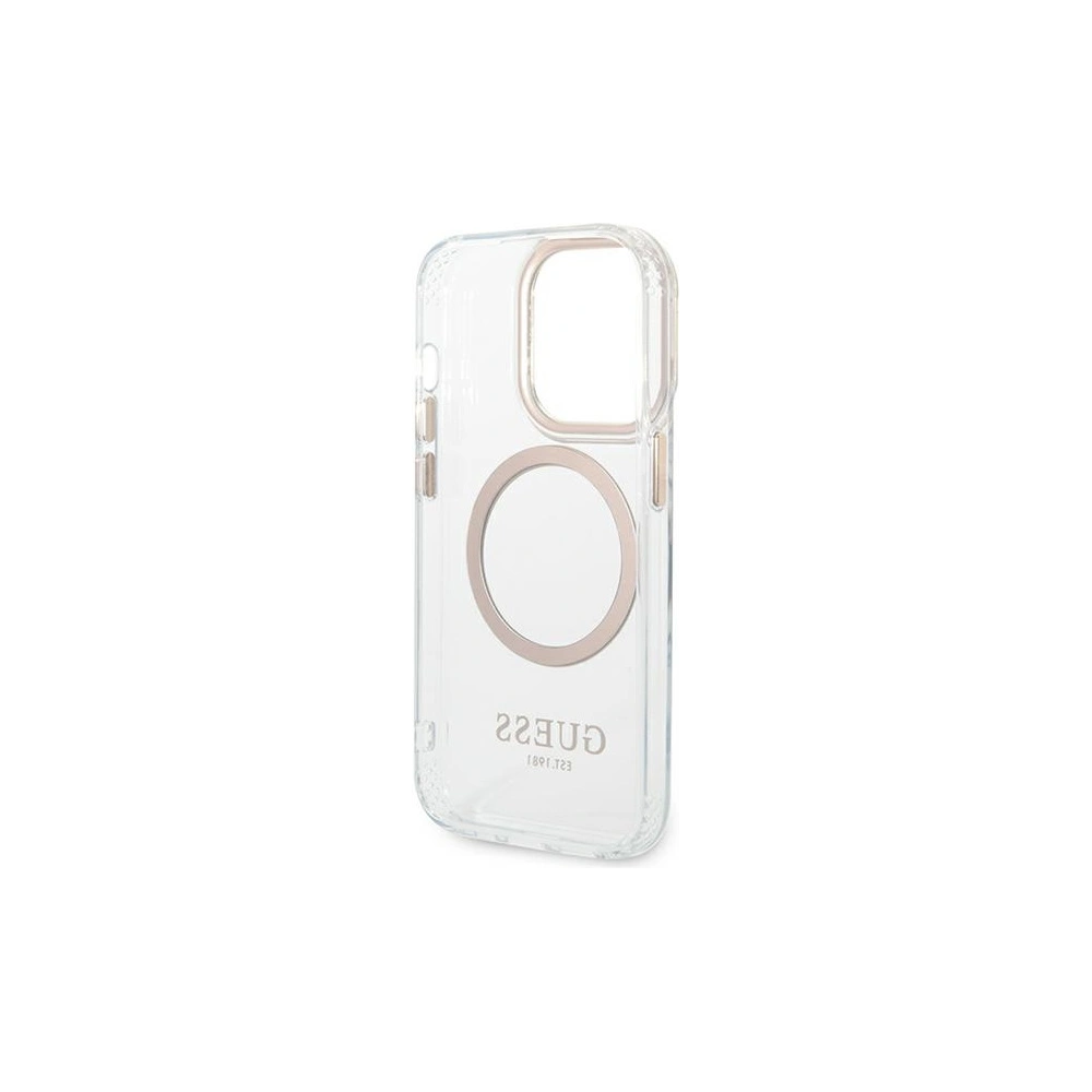 Wholesale Guess GUHMP14XHTRMD Apple iPhone 14 Pro Max gold hard case Metal Outline Magsafe - GUE2155 - {ean13} - Hurt