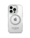 Wholesale Guess GUHMP14XHTRMS Apple iPhone 14 Pro Max silver hard case Metal Outline Magsafe - GUE2156 - {ean13} - Hurt