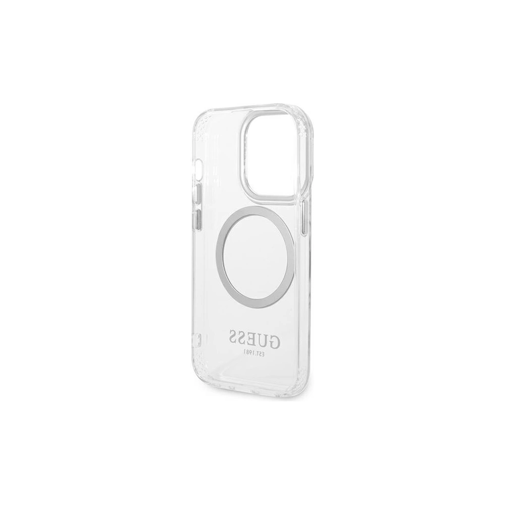 Wholesale Guess GUHMP14XHTRMS Apple iPhone 14 Pro Max silver hard case Metal Outline Magsafe - GUE2156 - {ean13} - Hurt