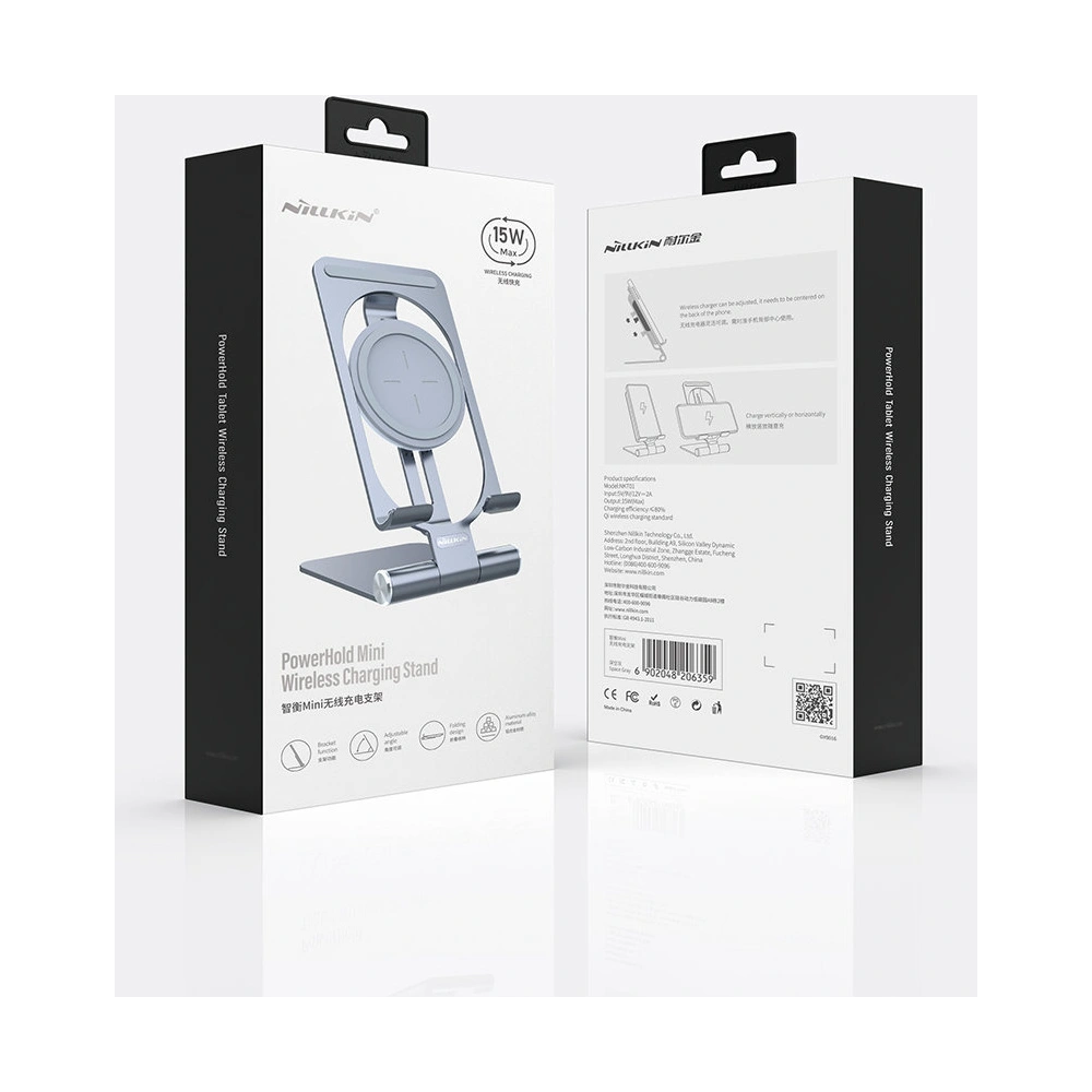 Hurtownia GSM - Vezeték nélküli töltő Nillkin PowerHold Mini Wireless Charging Stand 15W szürke - NLK609 - {ean13} - Hurt