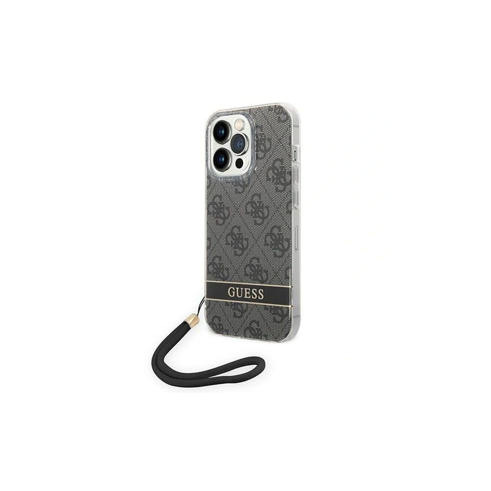Wholesale Guess GUOHCP14LH4STK Apple iPhone 14 Pro black hardcase 4G Print Strap - GUE2160 - {ean13} - Hurt