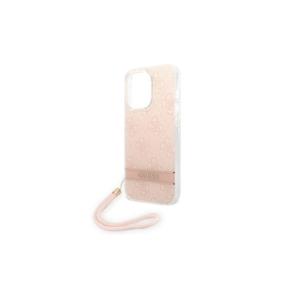 Wholesale Guess GUOHCP14LH4STP Apple iPhone 14 Pro pink hardcase 4G Print Strap - GUE2161 - {ean13} - Hurt