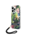 Guess GUOHCP14LHFLSB Apple iPhone 14 Pro blue hardcase Flower Strap