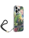 Guess GUOHCP14LHFLSB Apple iPhone 14 Pro blue hardcase Flower Strap
