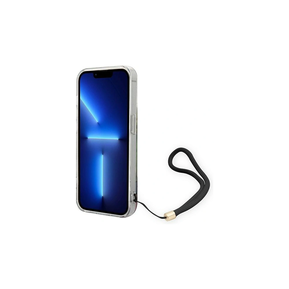 Guess GUOHCP14LHFLSB Apple iPhone 14 Pro blue hardcase Flower Strap