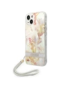 Etui Guess GUOHCP14SHFLSU Apple iPhone 14 violet/hardcase cu model de floare Strap