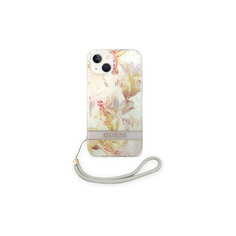 Hurtownia GSM - Etui Guess GUOHCP14SHFLSU Apple iPhone 14 violet/hardcase cu model de floare Strap - GUE2176 - {ean13} - Hurt