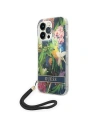 Etui Guess GUOHCP14XHFLSB Apple iPhone 14 Pro Max albastru/hardcase cu model de floare Strap