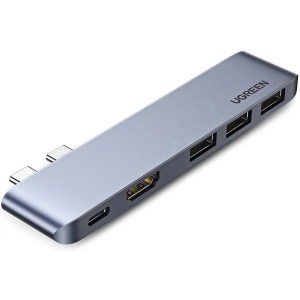 Hurtownia GSM - UGREEN 2xUSB-C - USB-C PD (Thunderbolt 3, 100W, 4K@60 Hz, 10 Gbps)/HDMI 4K@30 Hz/3xUSB 3.0 Apple MacBook Pro/Air szürke - UGR1406 - {ean13} - Hurt