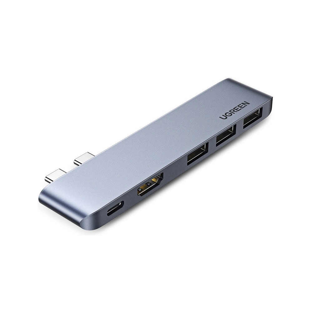 Wholesale Ugreen HUB 2x USB Type C to USB-C PD (Thunderbolt 3, 100W, 4K @ 60 Hz, 10 Gbps) / HDMI 4K @ 30 Hz / 3x USB 3.0 for MacBook gray - UGR1406 - {ean13} - Hurt