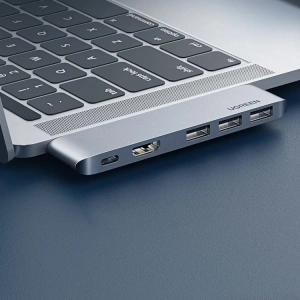 Hurtownia GSM - UGREEN 2xUSB-C - USB-C PD (Thunderbolt 3, 100W, 4K@60 Hz, 10 Gbps)/HDMI 4K@30 Hz/3xUSB 3.0 Apple MacBook Pro/Air szürke - UGR1406 - {ean13} - Hurt