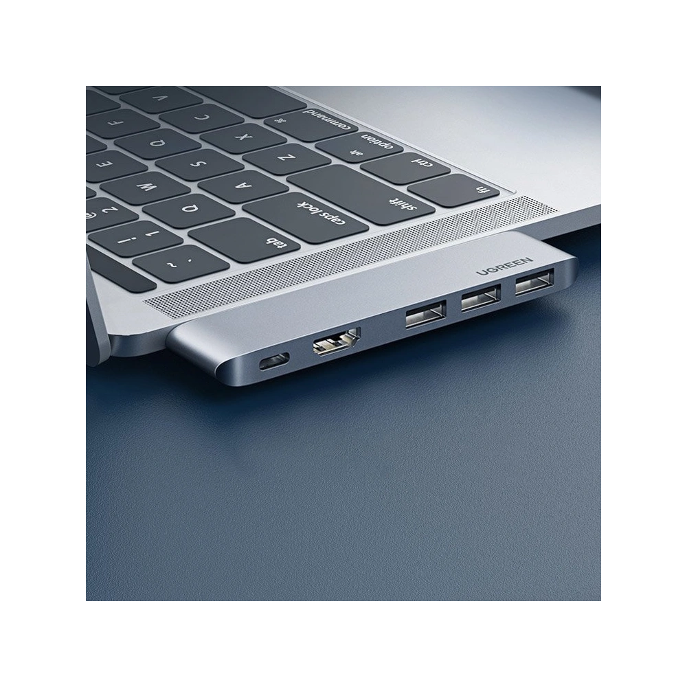 Hurtownia GSM - Hub UGREEN 2xUSB-C - USB-C PD (Thunderbolt 3, 100W, 4K@60 Hz, 10 Gbps)/HDMI 4K@30 Hz/3xUSB 3.0 für Apple MacBook Pro/Air grau - UGR1406 - {ean13} - Hurt