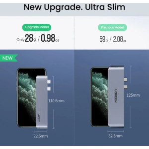 Hurtownia GSM - UGREEN 2xUSB-C - USB-C PD (Thunderbolt 3, 100W, 4K@60 Hz, 10 Gbps)/HDMI 4K@30 Hz/3xUSB 3.0 Apple MacBook Pro/Air szürke - UGR1406 - {ean13} - Hurt