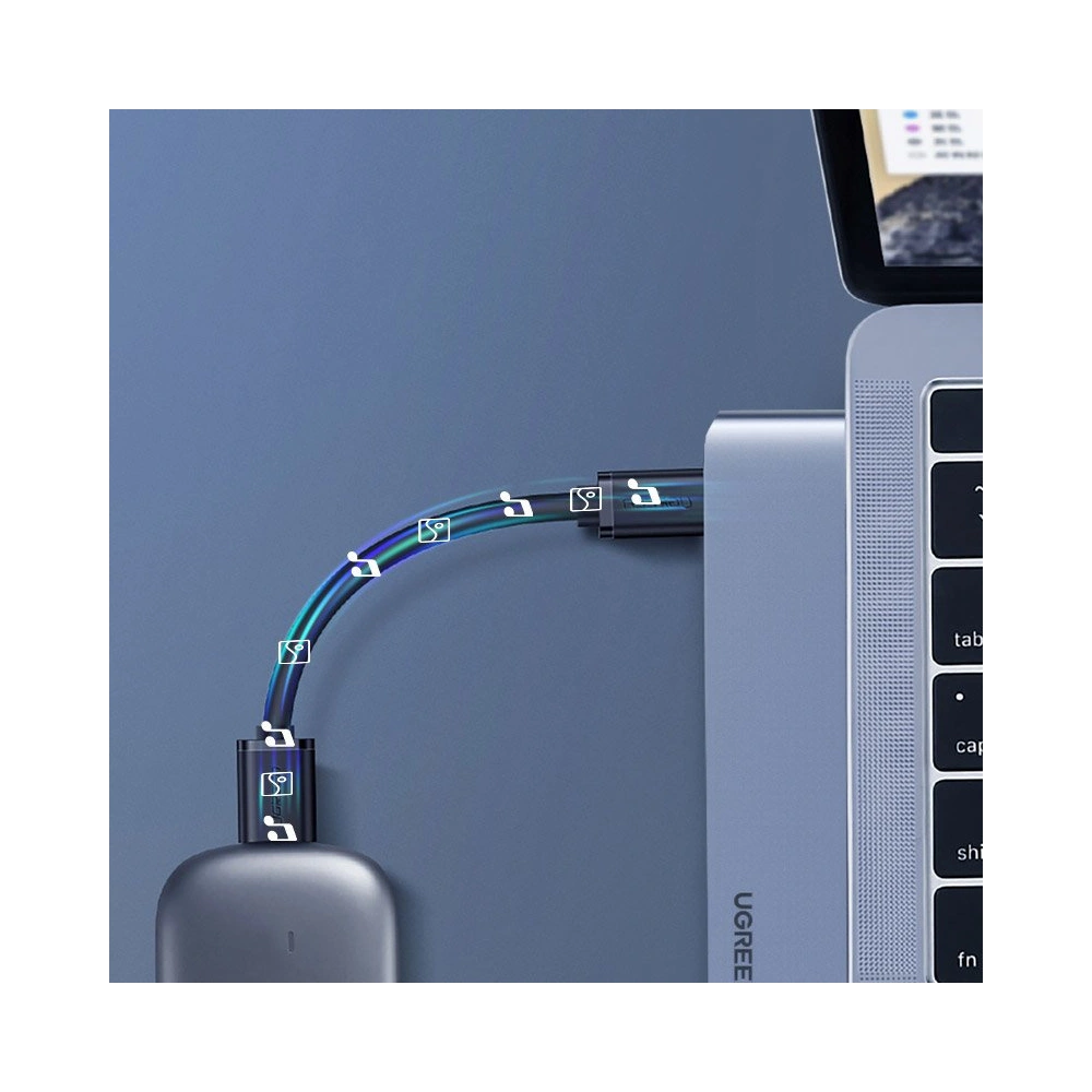 Hurtownia GSM - Hub UGREEN 2xUSB-C - USB-C PD (Thunderbolt 3, 100W, 4K@60 Hz, 10 Gbps)/HDMI 4K@30 Hz/3xUSB 3.0 do Apple MacBook Pro/Air šedý - UGR1406 - {ean13} - Hurt