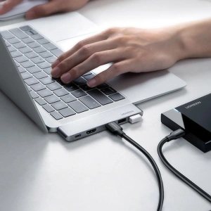 Hurtownia GSM - UGREEN 2xUSB-C - USB-C PD (Thunderbolt 3, 100W, 4K@60 Hz, 10 Gbps)/HDMI 4K@30 Hz/3xUSB 3.0 Apple MacBook Pro/Air szürke - UGR1406 - {ean13} - Hurt