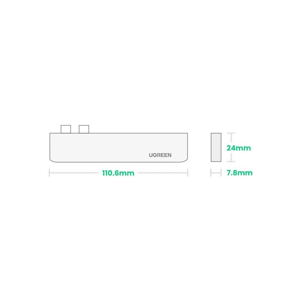 Hurtownia GSM - Hub UGREEN 2xUSB-C - USB-C PD (Thunderbolt 3, 100W, 4K@60 Hz, 10 Gbps)/HDMI 4K@30 Hz/3xUSB 3.0 für Apple MacBook Pro/Air grau - UGR1406 - {ean13} - Hurt