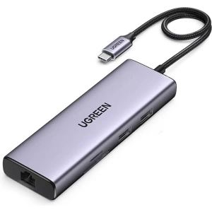 Hurtownia GSM - UGREEN CM490 9w1 USB-C hub - 2xUSB 3.2 Gen 1/USB 2.0/2xHDMI 4K 60Hz/SD, TF kártyaolvasó/USB-C PD 100W/Ethernet RJ45 szürke - UGR1409 - {ean13} - Hurt