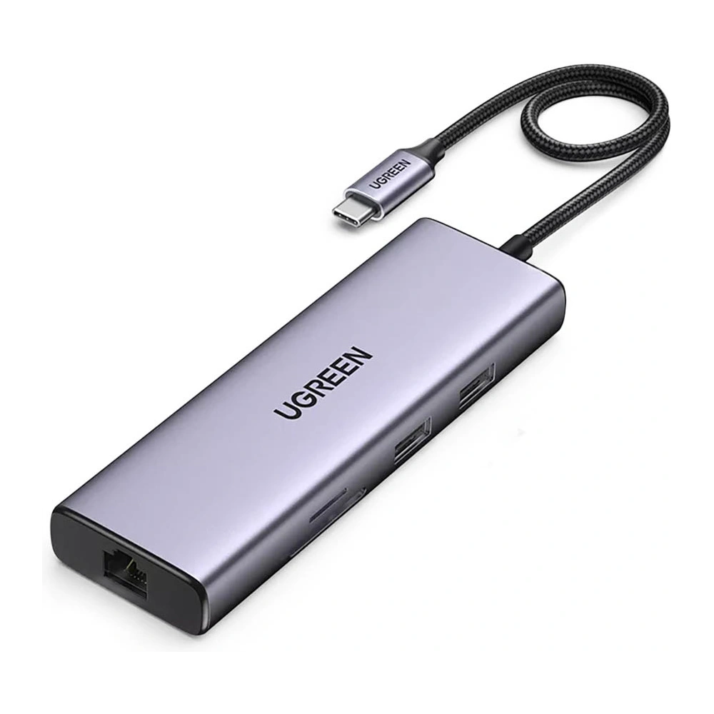 Hurtownia GSM - Hub UGREEN CM490 9w1 USB-C - 2xUSB 3.2 Gen 1/USB 2.0/2xHDMI 4K 60Hz/SD-, TF-Kartenleser/USB-C PD 100W/Ethernet RJ45 grau - UGR1409 - {ean13} - Hurt