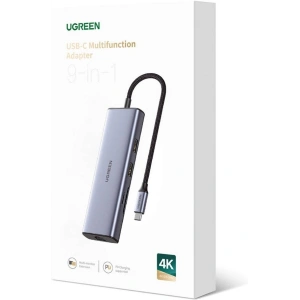 Hurtownia GSM - UGREEN CM490 9w1 USB-C hub - 2xUSB 3.2 Gen 1/USB 2.0/2xHDMI 4K 60Hz/SD, TF kártyaolvasó/USB-C PD 100W/Ethernet RJ45 szürke - UGR1409 - {ean13} - Hurt