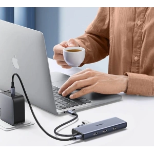 Hurtownia GSM - UGREEN CM490 9w1 USB-C hub - 2xUSB 3.2 Gen 1/USB 2.0/2xHDMI 4K 60Hz/SD, TF kártyaolvasó/USB-C PD 100W/Ethernet RJ45 szürke - UGR1409 - {ean13} - Hurt