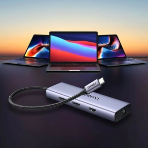 Hurtownia GSM - UGREEN CM490 9w1 USB-C hub - 2xUSB 3.2 Gen 1/USB 2.0/2xHDMI 4K 60Hz/SD, TF kártyaolvasó/USB-C PD 100W/Ethernet RJ45 szürke - UGR1409 - {ean13} - Hurt