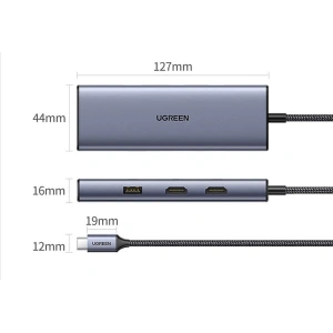 Hurtownia GSM - UGREEN CM490 9w1 USB-C hub - 2xUSB 3.2 Gen 1/USB 2.0/2xHDMI 4K 60Hz/SD, TF kártyaolvasó/USB-C PD 100W/Ethernet RJ45 szürke - UGR1409 - {ean13} - Hurt