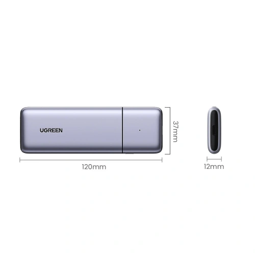 Obudowa SSD M.2 UGREEN CM389 NVMe/SATA USB 3.2 Gen 2 (10Gbps) szary + kabel USB/USB-C 0,5m + kabel USB-C - USB- C 0,5m