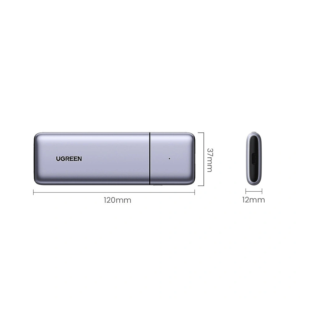 Hurtownia GSM - UGREEN CM389 NVMe/SATA USB 3.2 Gen 2 (10Gbps) M.2 SSD ház szürke + USB/USB-C 0,5m kábel + USB-C - USB-C 0,5m kábel - UGR1410 - {ean13} - Hurt