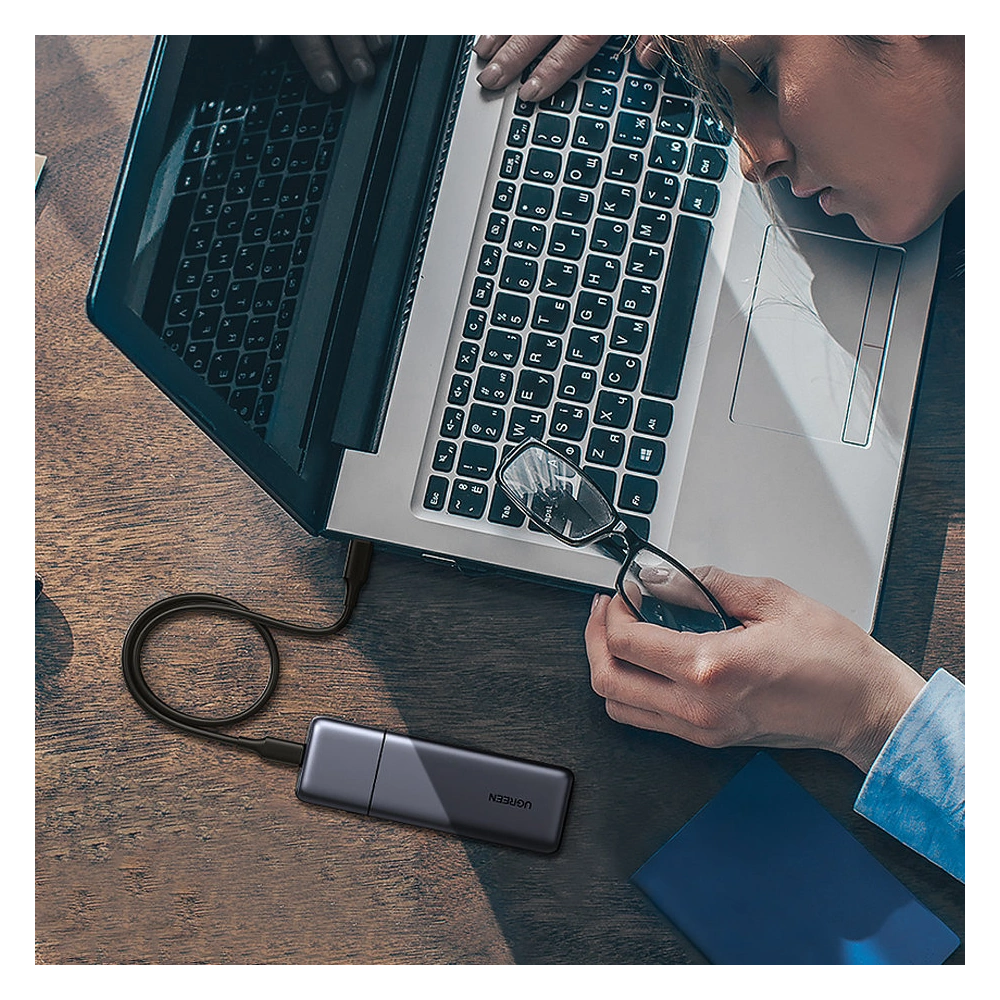 Hurtownia GSM - Obudowa SSD M.2 UGREEN CM389 NVMe/SATA USB 3.2 Gen 2 (10Gbps) szary + kabel USB/USB-C 0,5m + kabel USB-C - USB- C 0,5m - UGR1410 - {ean13} - Hurt