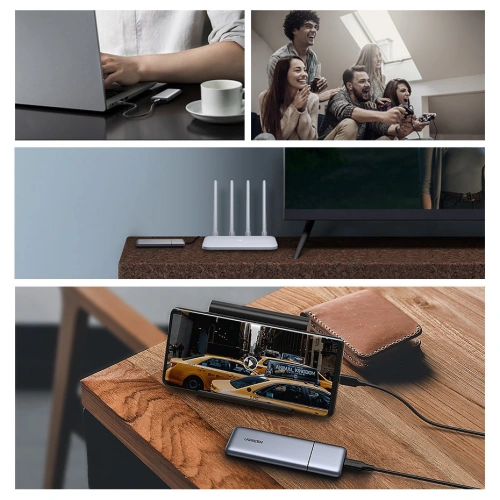 Obudowa SSD M.2 UGREEN CM389 NVMe/SATA USB 3.2 Gen 2 (10Gbps) szary + kabel USB/USB-C 0,5m + kabel USB-C - USB- C 0,5m