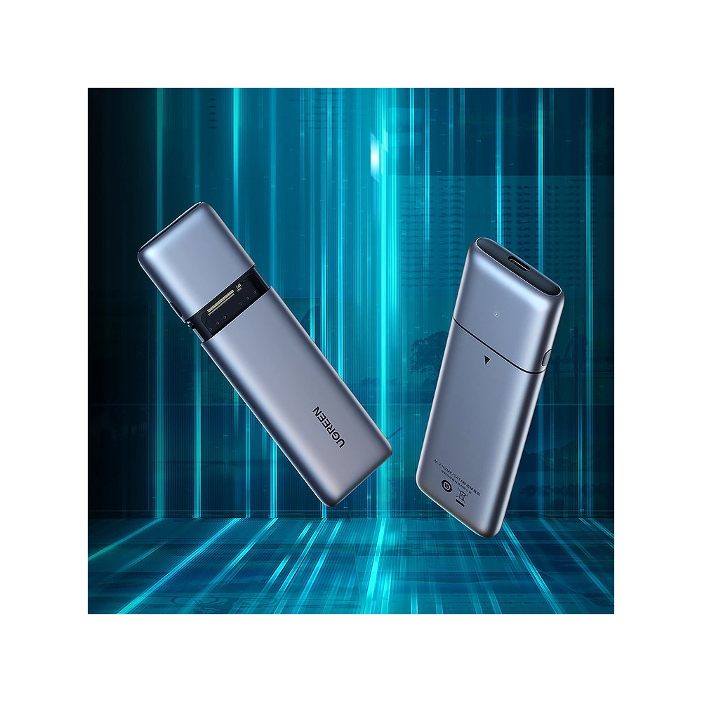 Hurtownia GSM - Obudowa SSD M.2 UGREEN CM389 NVMe/SATA USB 3.2 Gen 2 (10Gbps) szary + kabel USB/USB-C 0,5m + kabel USB-C - USB- C 0,5m - UGR1410 - {ean13} - Hurt