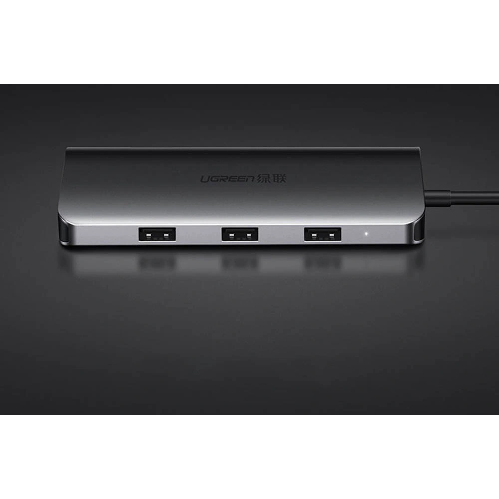 Hurtownia GSM - Hub UGREEN CM179 9w1 USB-C - 3x USB 3.2 Gen/HDMI (4K@60Hz)/VGA (Full HD@60Hz)/Ethernet/TF-, SD-Kartenleser/USB-C PD 100W grau - UGR1411 - {ean13} - Hurt