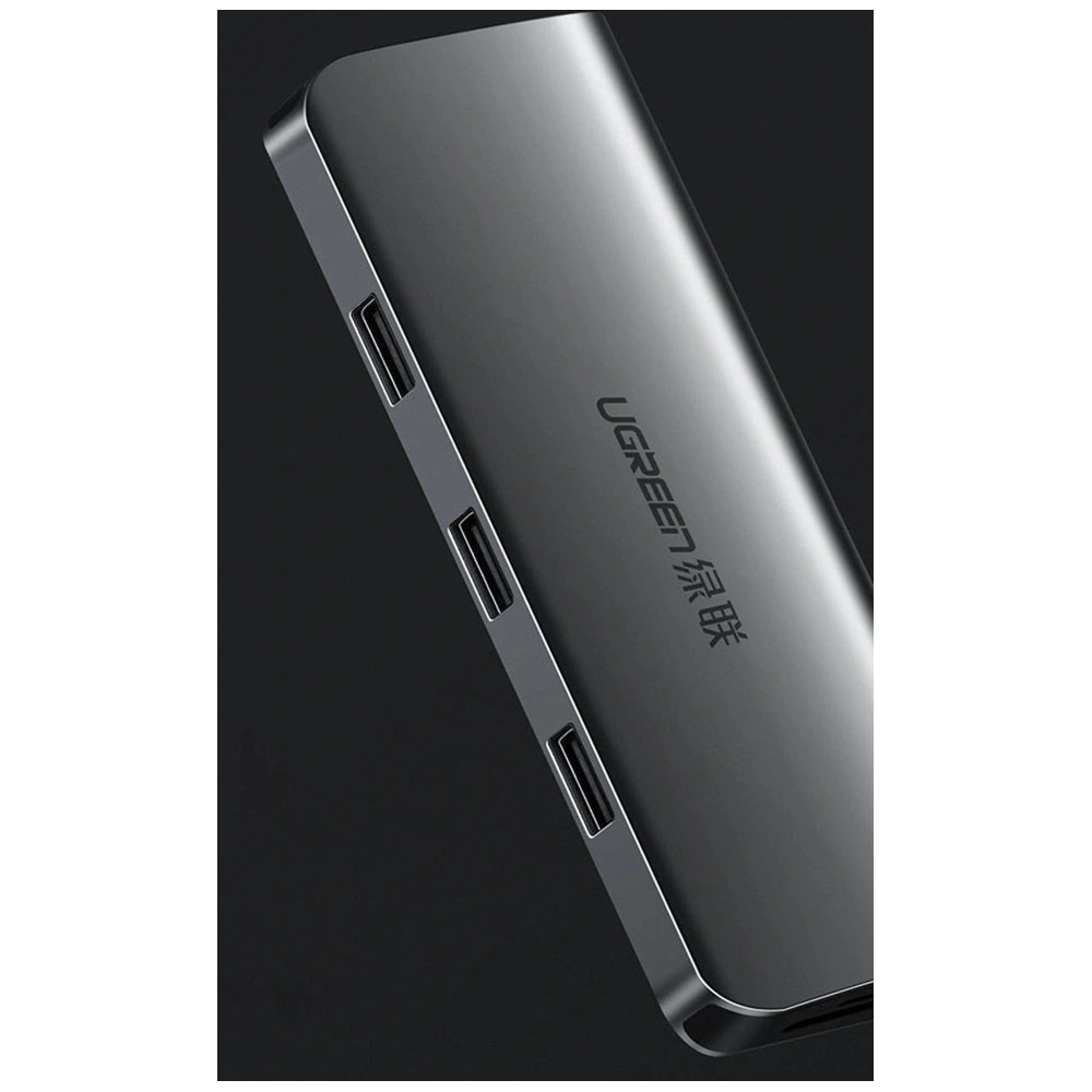 Hurtownia GSM - Hub UGREEN CM179 9w1 USB-C - 3x USB 3.2 Gen/HDMI (4K@60Hz)/VGA (Full HD@60Hz)/Ethernet/TF-, SD-Kartenleser/USB-C PD 100W grau - UGR1411 - {ean13} - Hurt