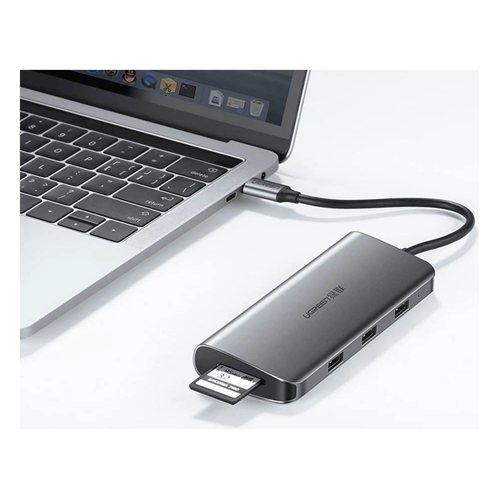 Hurtownia GSM - Hub UGREEN CM179 9w1 USB-C - 3x USB 3.2 Gen/HDMI (4K@60Hz)/VGA (Full HD@60Hz)/Ethernet/TF-, SD-Kartenleser/USB-C PD 100W grau - UGR1411 - {ean13} - Hurt