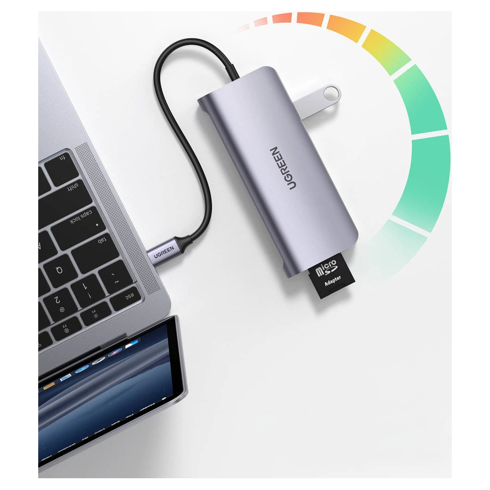 Hurtownia GSM - Hub UGREEN CM179 9w1 USB-C - 3x USB 3.2 Gen/HDMI (4K@60Hz)/VGA (Full HD@60Hz)/Ethernet/czytnik kart TF, SD/USB-C PD 100W szary - UGR1411 - {ean13} - Hurt