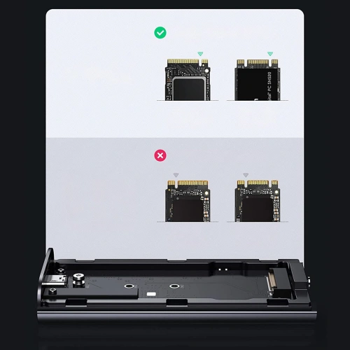 Obudowa SSD UGREEN CM374 NVMe/PCIe USB 3.2 Gen 2x2 (SuperSpeed USB 20 Gbps) M.2 (M, M&B key) + kabel USB-C czarny 