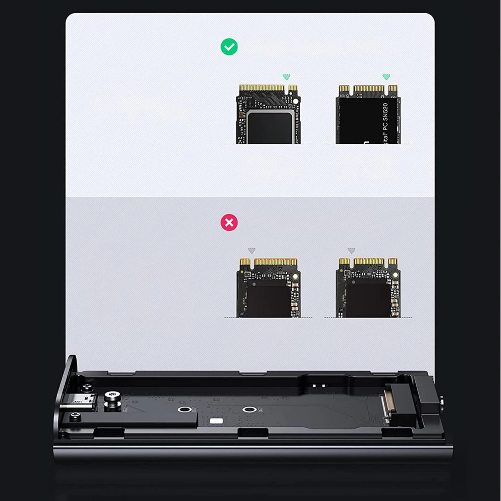 Wholesale Ugreen SSD case for NVMe / PCIe USB 3.2 Gen 2x2 (SuperSpeed USB 20 Gbps) M.2 (M, M&B key) black (USB Type C cable included) (CM374 black) - UGR1412 - {ean13} - Hurt
