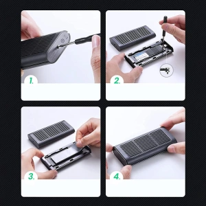 Obudowa SSD UGREEN CM374 NVMe/PCIe USB 3.2 Gen 2x2 (SuperSpeed USB 20 Gbps) M.2 (M, M&B key) + kabel USB-C czarny 